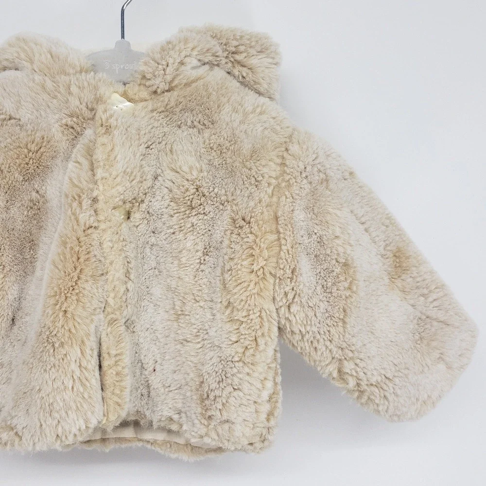 Tartine et Chocolat Faux Fur Hooded Jacket Kids 1 Year Beige Luxury Coat